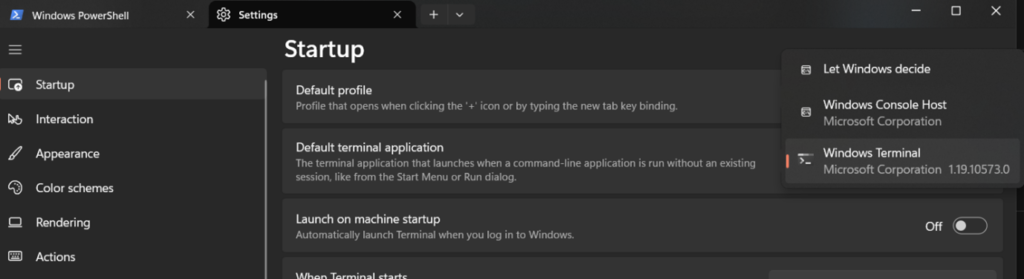 Setting Default Terminal